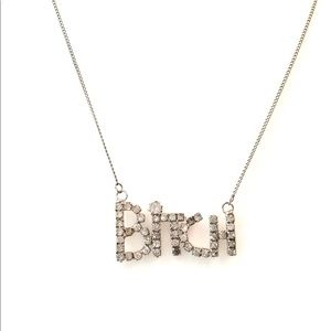 Vintage BITCH sterling silver rhinestone necklace